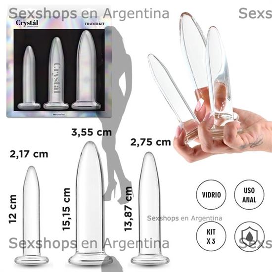 Kit 3 dilatadores anales de vidrio transparentes